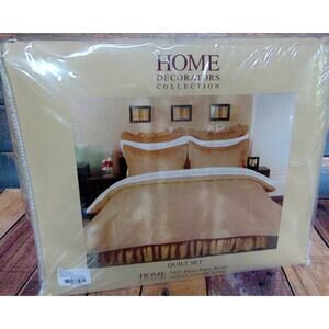 NEW Bedding 100% COTTON QUILT + PILLOW SHAMS SET Beige Twin Full Queen Blanket